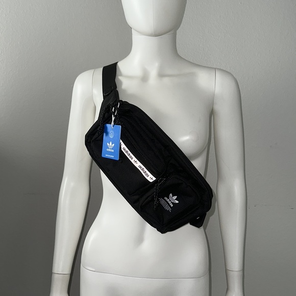ADIDAS ORIGINALS black trefoil unisex rectangle crossbody festival bag belt - Picture 5 of 6